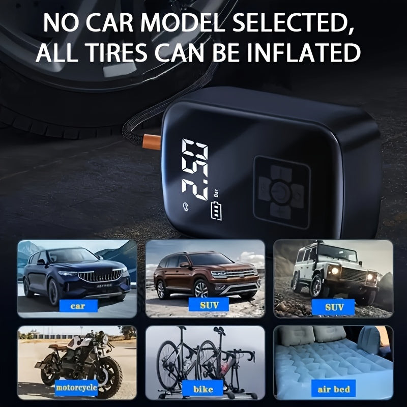 Portable Tire Inflator Digital - USB Rechargeable Air Compressor