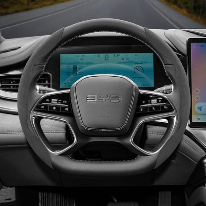 BYD Winter Anti-Slip Steering Wheel Covers - Ultra-Thin Segmented Design Black Suitable for BYD D-shaped steering wheel 2-piece set