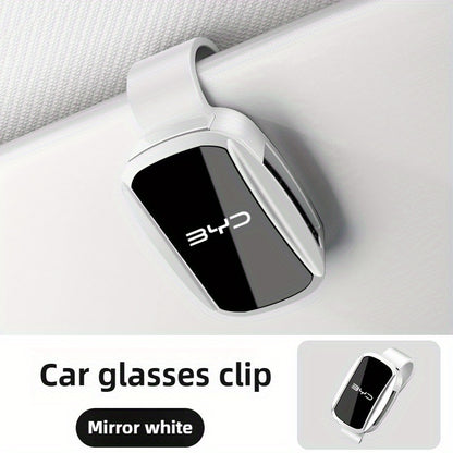 BYD Sun Visor Organizer with Glasses Holder - Heavy-Duty ABS Storage White 1pc