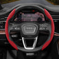 Audi Ultra-Thin Steering Wheel Cover - Non-Slip Snap-On Installation Red For AUDI Round Steering Wheel 2-piece Set