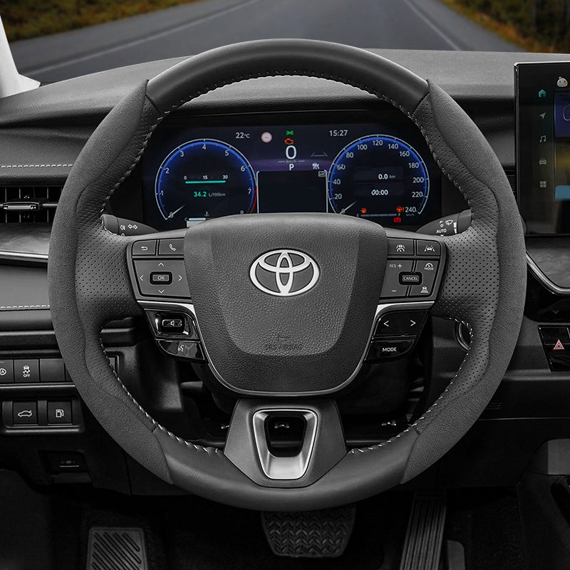 Toyota Winter Fleece Steering Wheel Cover - Ultra-Thin Anti-Slip for RAV4 Camry Corolla Black 2-Piece Set