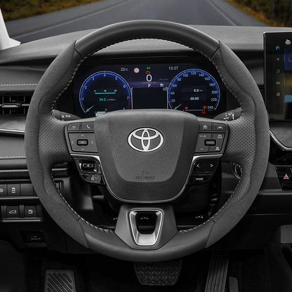 Toyota Winter Fleece Steering Wheel Cover - Ultra-Thin Anti-Slip for RAV4 Camry Corolla Black 2-Piece Set