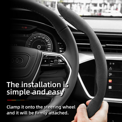 Audi Ultra-Thin Steering Wheel Cover - Non-Slip Snap-On Installation