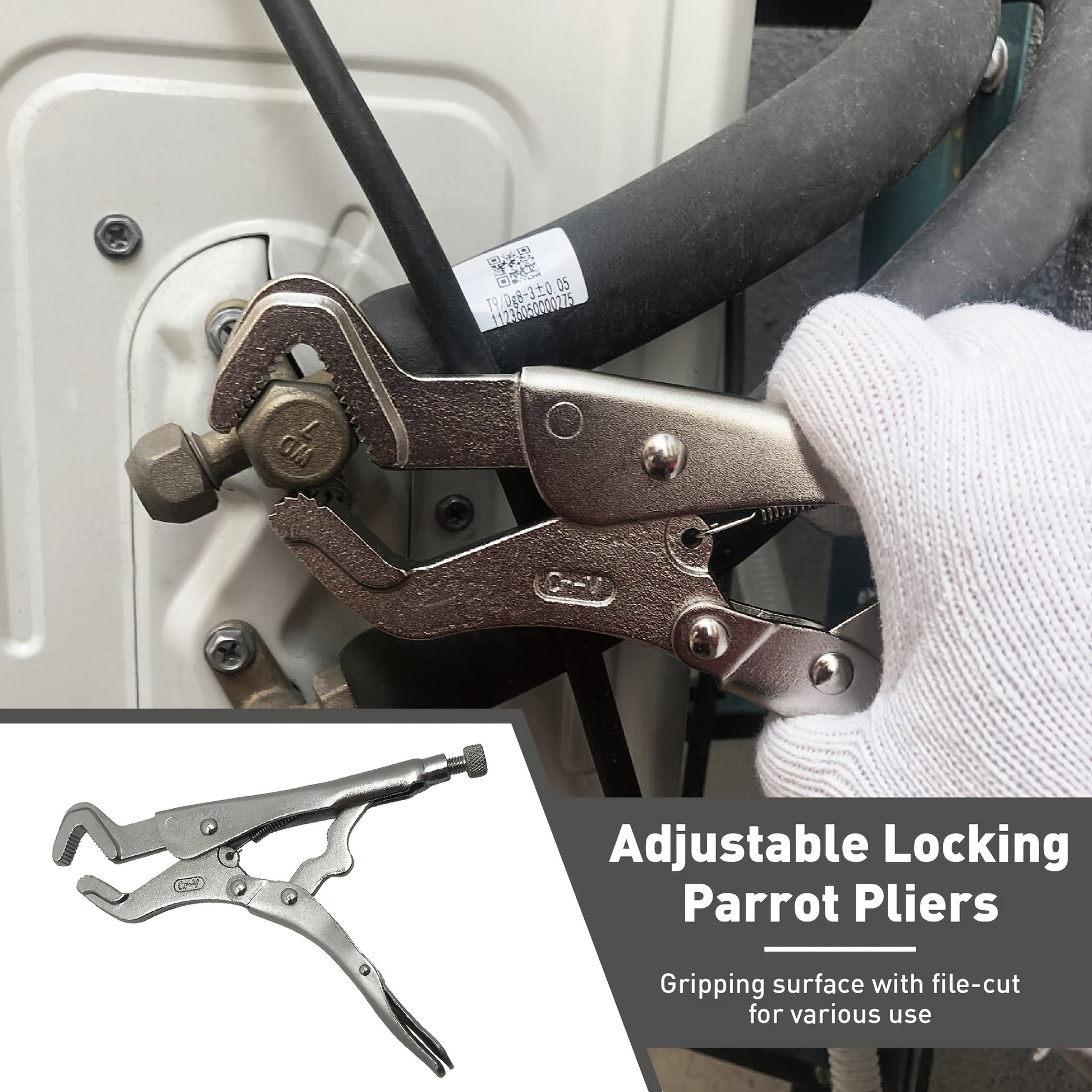 8.5 Inch Parrot Nose Locking Pliers - Adjustable Anti-Tip Rod Pliers