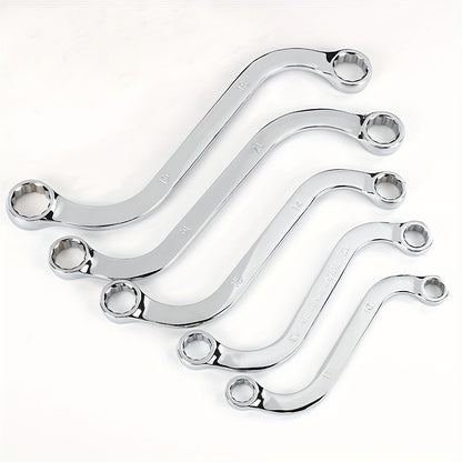 5-Piece S-Type Box End Wrench Set - 10-19mm Double-Headed Spanner Kit
