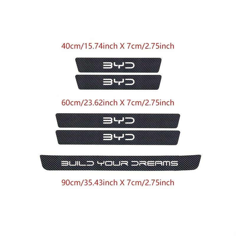 Carbon Fiber Threshold Skids - 5 Pack Non-Slip Anti-Scratch Floor Mats