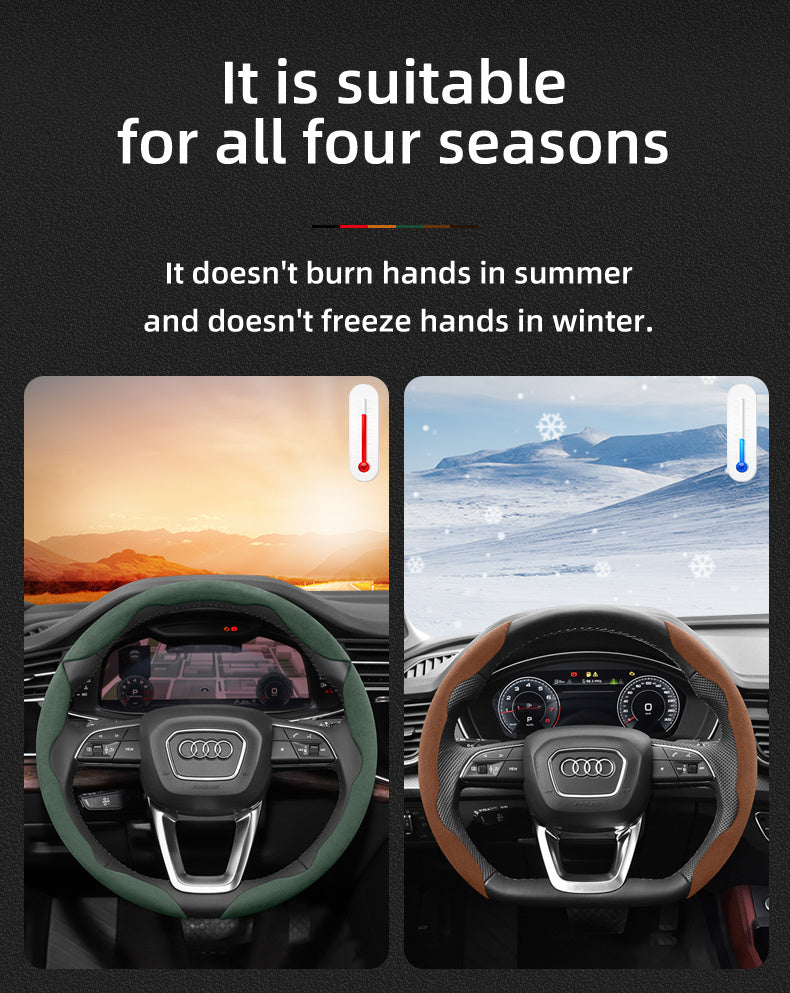 Audi Ultra-Thin Steering Wheel Cover - Non-Slip Snap-On Installation