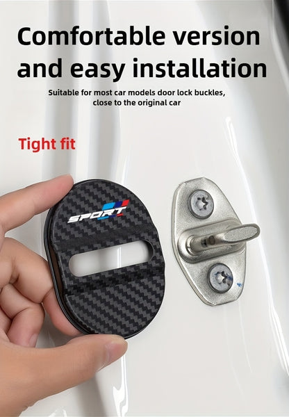BMW Carbon Fiber Door Lock Buckle Protective Cover 4pcs - Anti-Corrosion Soundproof
