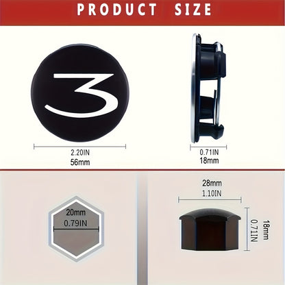 Tesla Model 3/S/X/Y Wheel Hub Caps - 24 Pack Number 3 Logo Center Covers