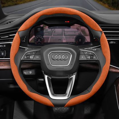 Audi Ultra-Thin Steering Wheel Cover - Non-Slip Snap-On Installation Orange 3-piece Set For AUDI Round Steering Wheel
