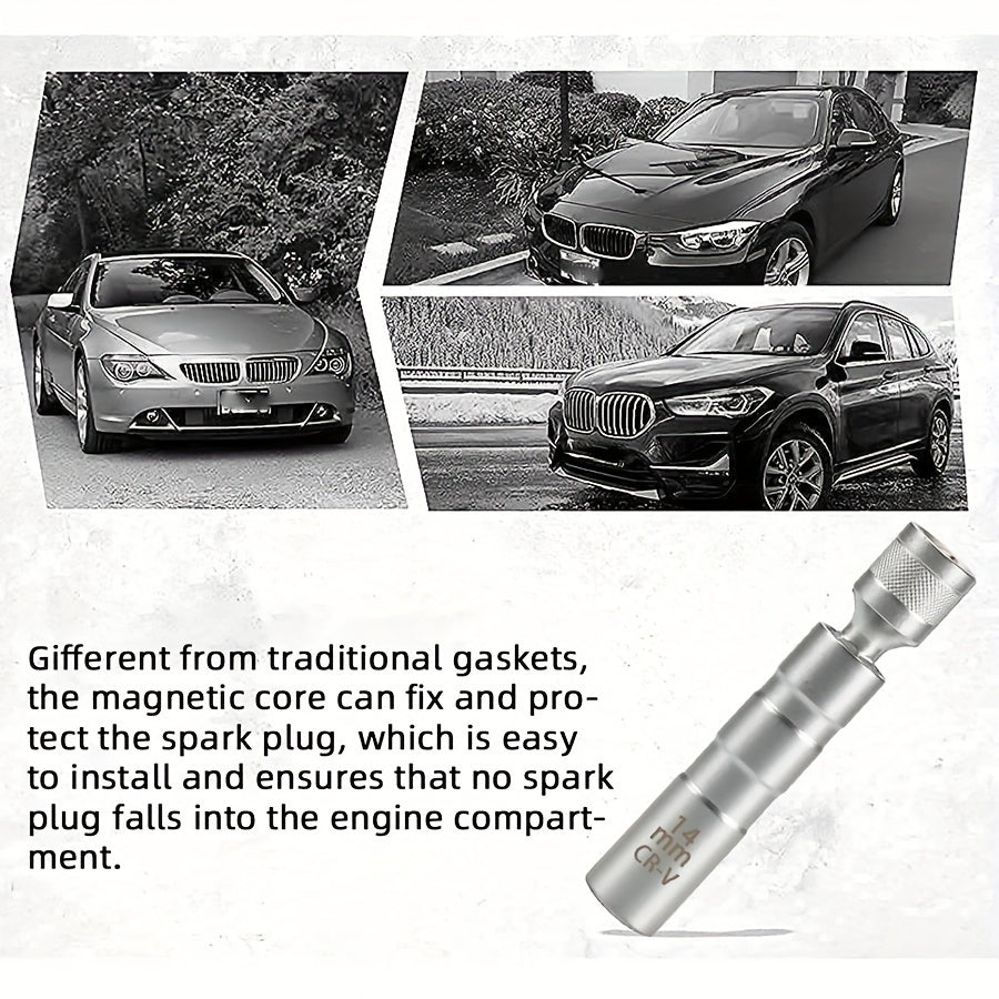 2-Piece Magnetic Spark Plug Socket Set - 14mm & 16mm Swivel Socket Kit