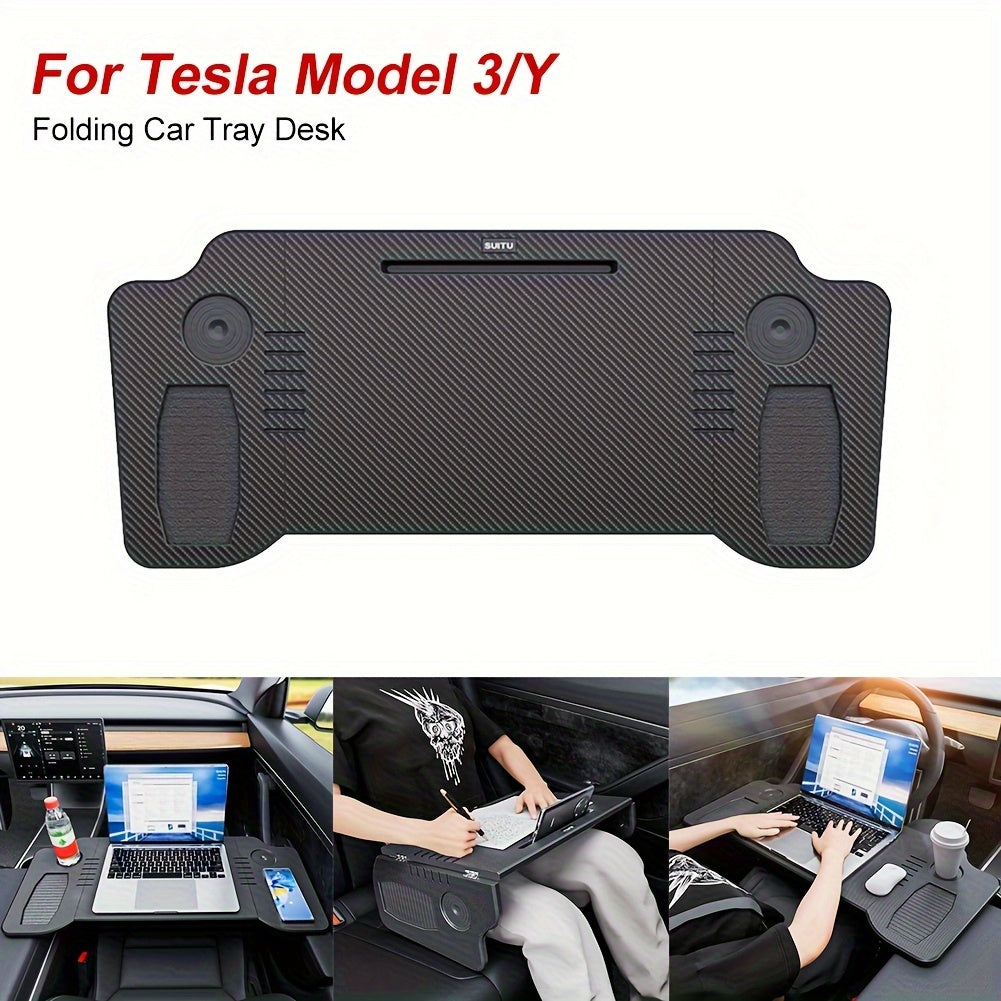 Tesla Model 3/Y Folding Travel Table - ABS Resin Seat Organizer with Laptop Tray