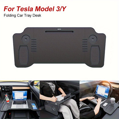Tesla Model 3/Y Folding Travel Table - ABS Resin Seat Organizer with Laptop Tray