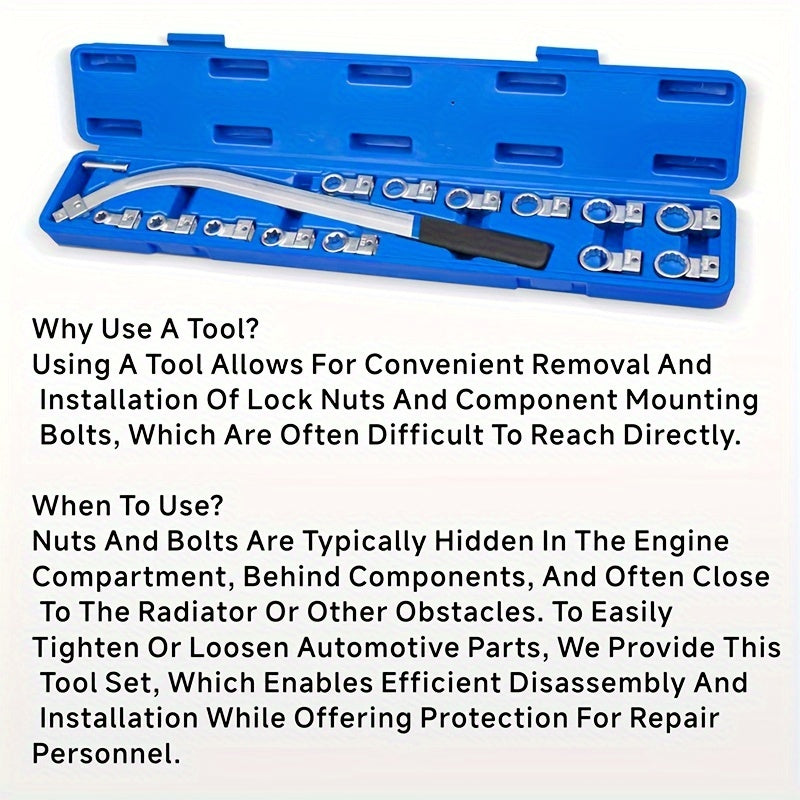 15-Piece Timing Belt Tensioner Pulley Wrench Set - 12-Point Carbon Steel Kit