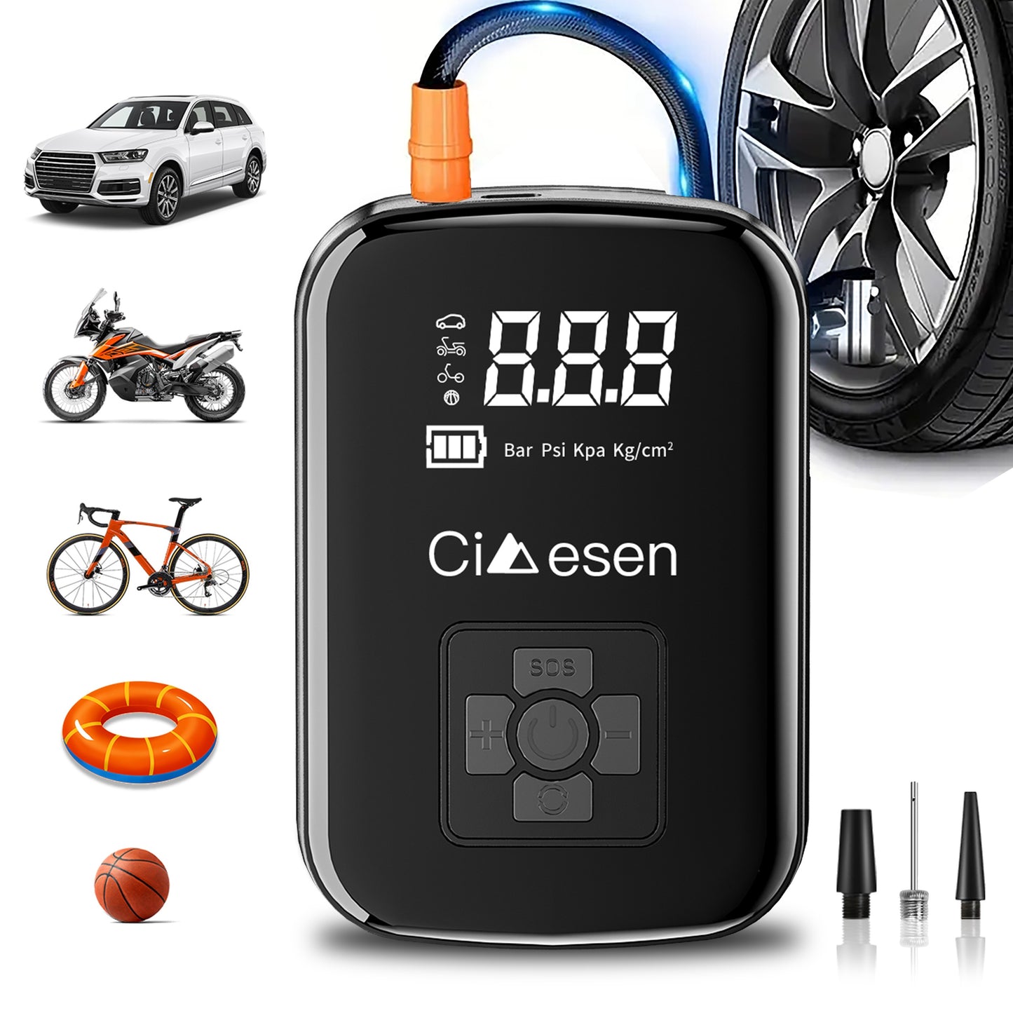 Portable Tire Inflator Digital - USB Rechargeable Air Compressor Wireless