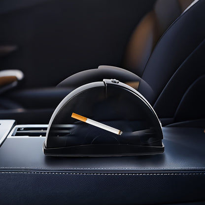Car Ashtray with Lid - Convenient Ash Storage Container Black