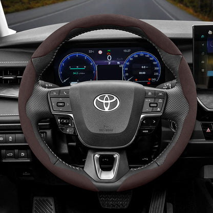 Toyota Winter Fleece Steering Wheel Cover - Ultra-Thin Anti-Slip for RAV4 Camry Corolla Mocha 3-Piece Set