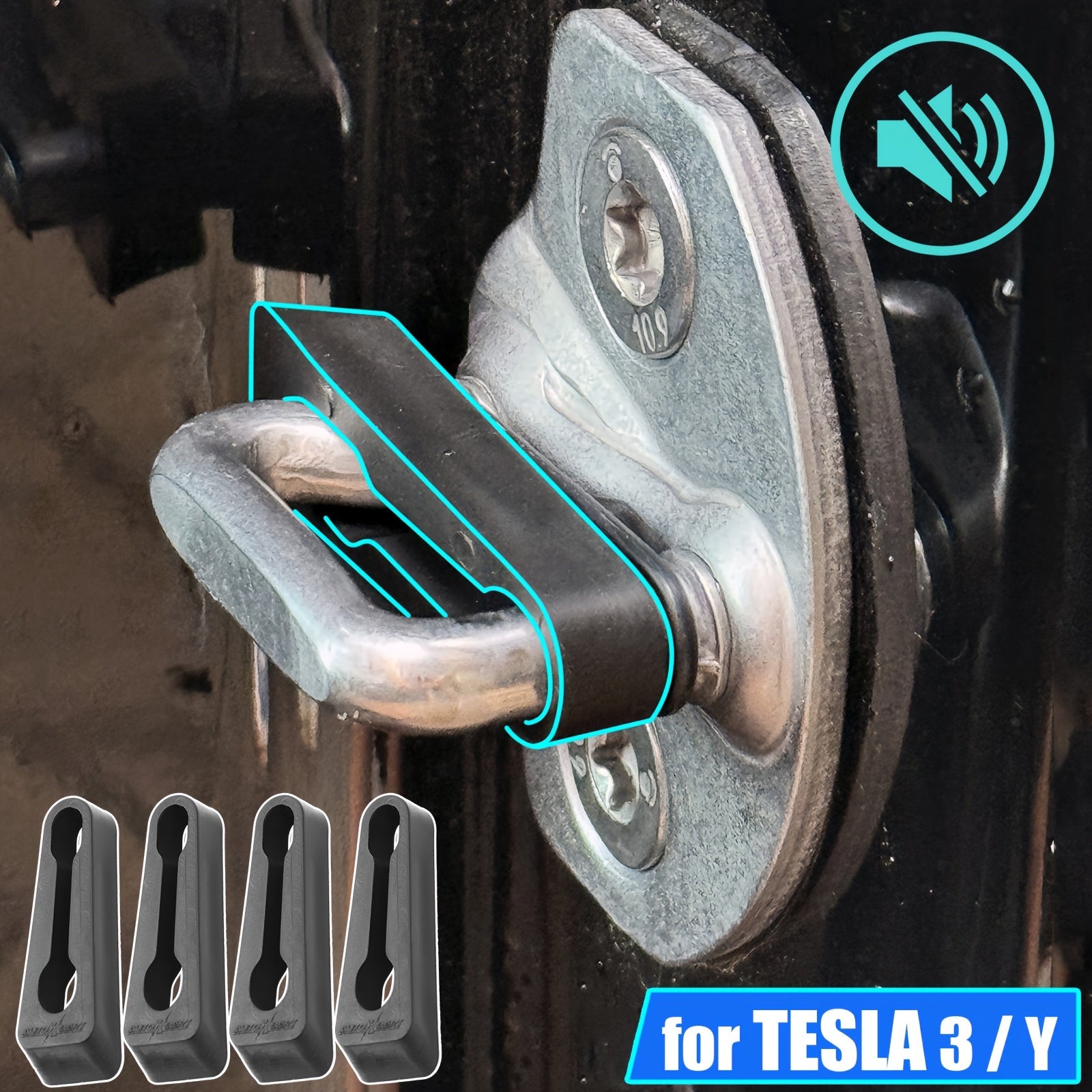 Tesla Model 3/Y Door Lock Shock Absorber Kit - Rubber Noise Reduction Set