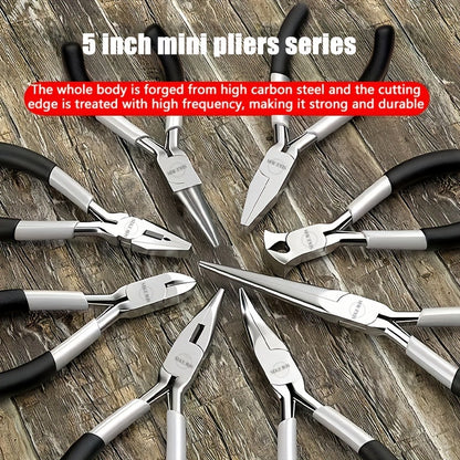 8-Piece Mini Pliers Set - Multifunctional Jewelry Making & Electronics Tool Kit
