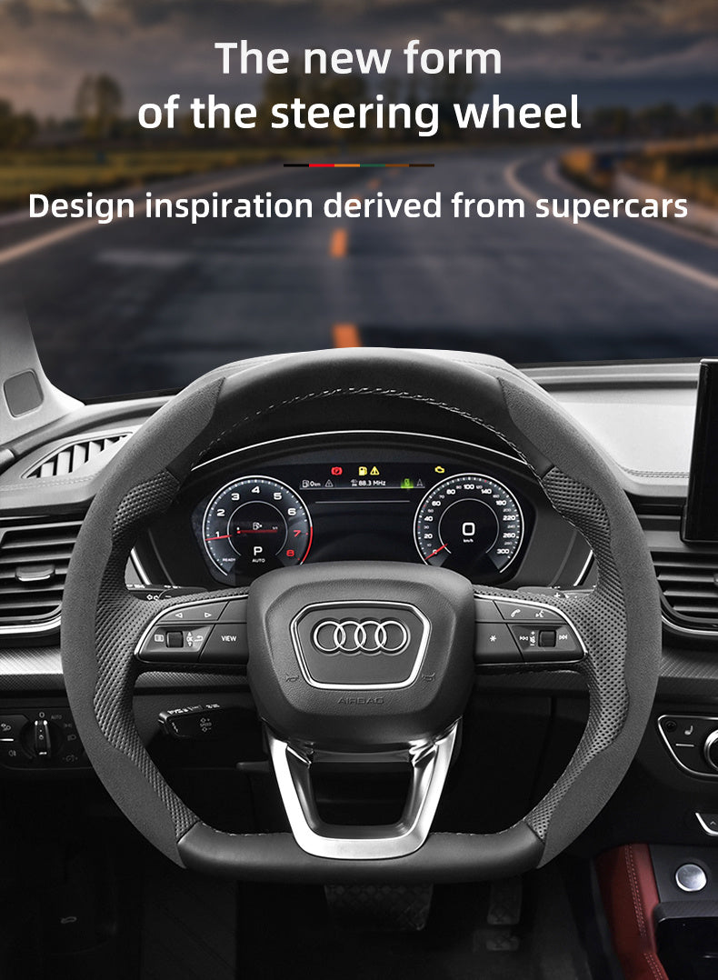 Audi Ultra-Thin Steering Wheel Cover - Non-Slip Snap-On Installation