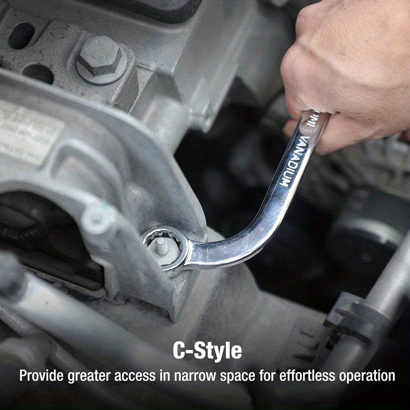 5-Piece S-Type Box End Wrench Set - 10-19mm Double-Headed Spanner Kit