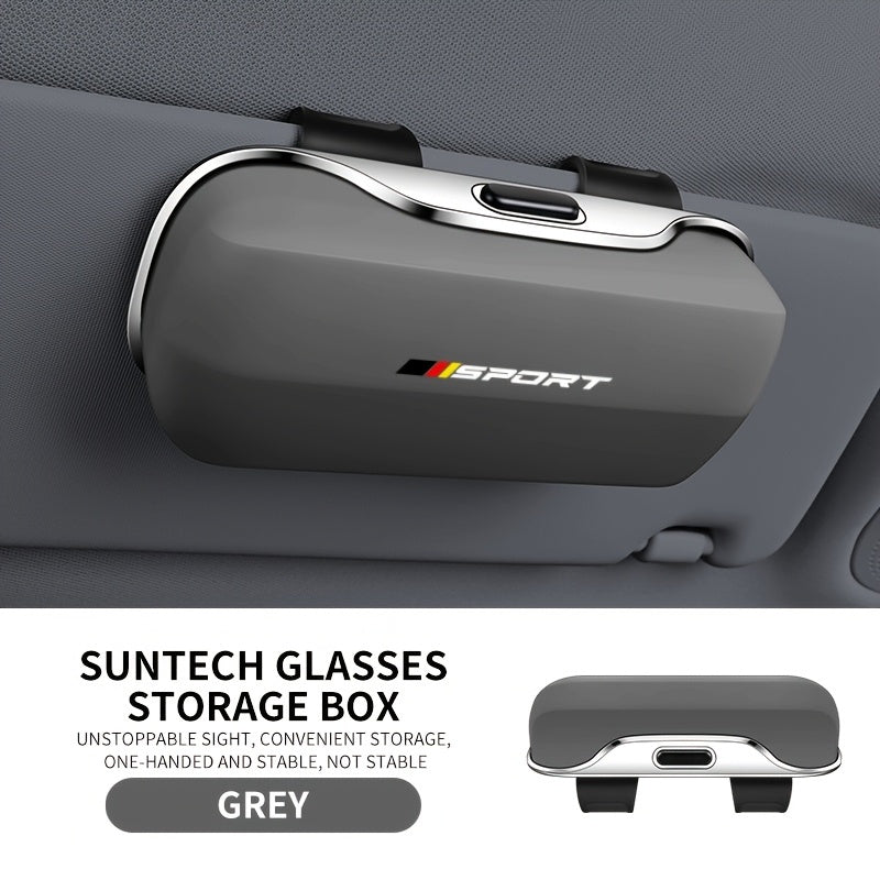 German Car Sun Visor Glasses Case - BMW Audi Mercedes Gray