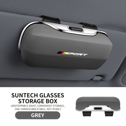 German Car Sun Visor Glasses Case - BMW Audi Mercedes Gray
