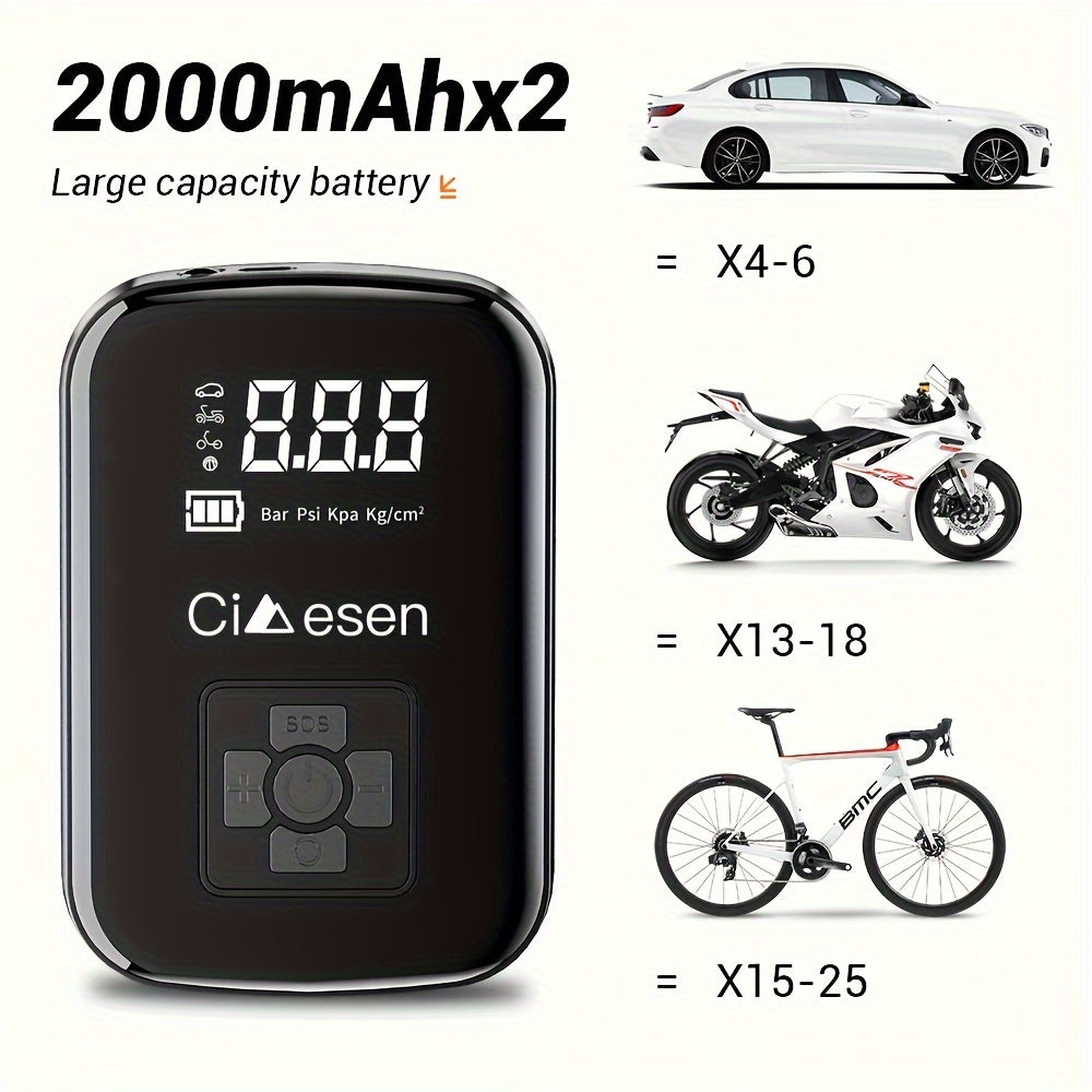 Portable Tire Inflator Digital - USB Rechargeable Air Compressor