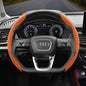 Audi Ultra-Thin Steering Wheel Cover - Non-Slip Snap-On Installation Orange For AUDI D-shaped Steering Wheel 2-piece Set