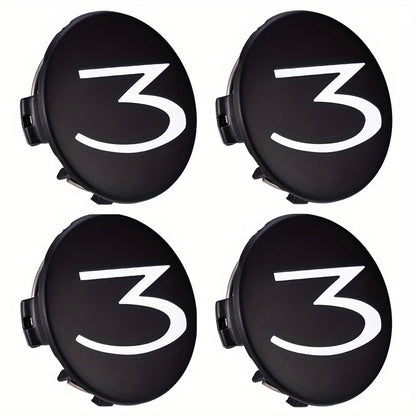 Tesla Model 3/S/X/Y Wheel Hub Caps - 24 Pack Number 3 Logo Center Covers
