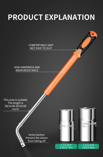 4-in-1 Telescoping Socket Wrench Set - Chrome Vanadium Steel Emergency Tool