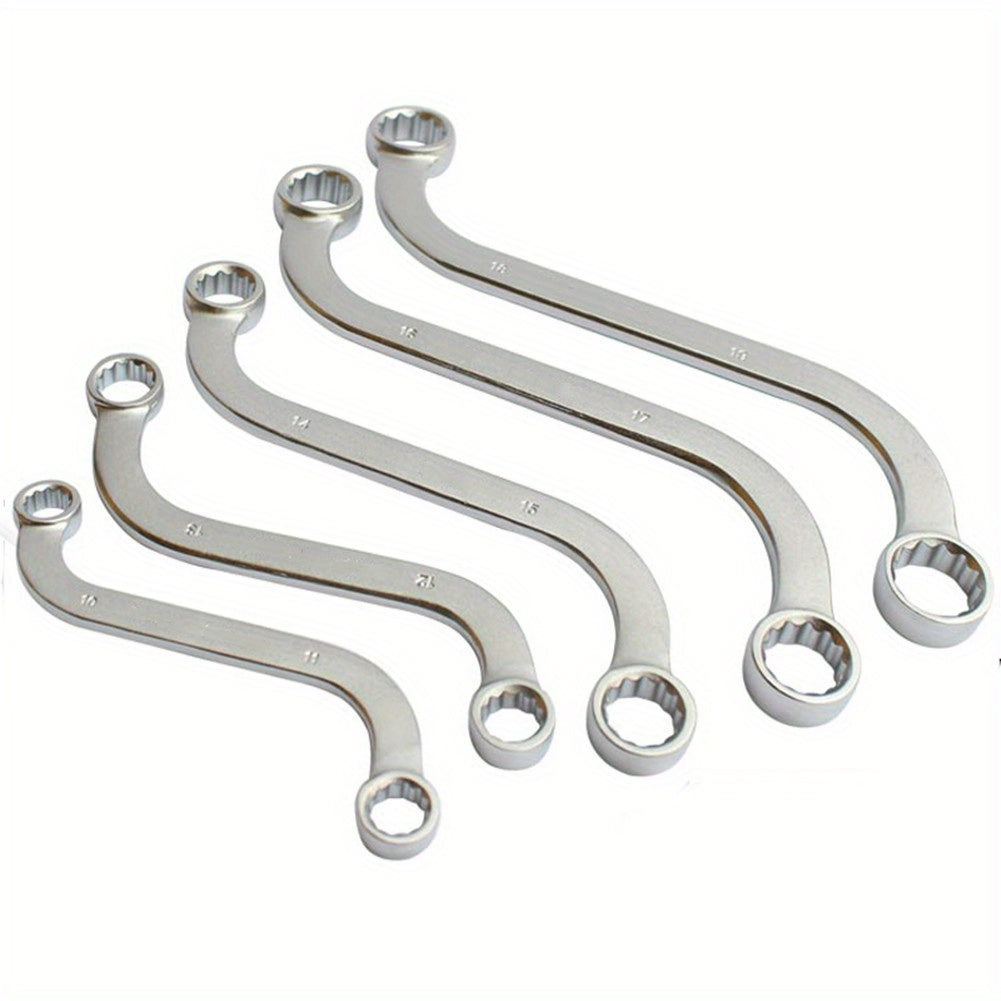 5-Piece S-Type Box End Wrench Set - 10-19mm Double-Headed Spanner Kit 1 set (10-19mm)