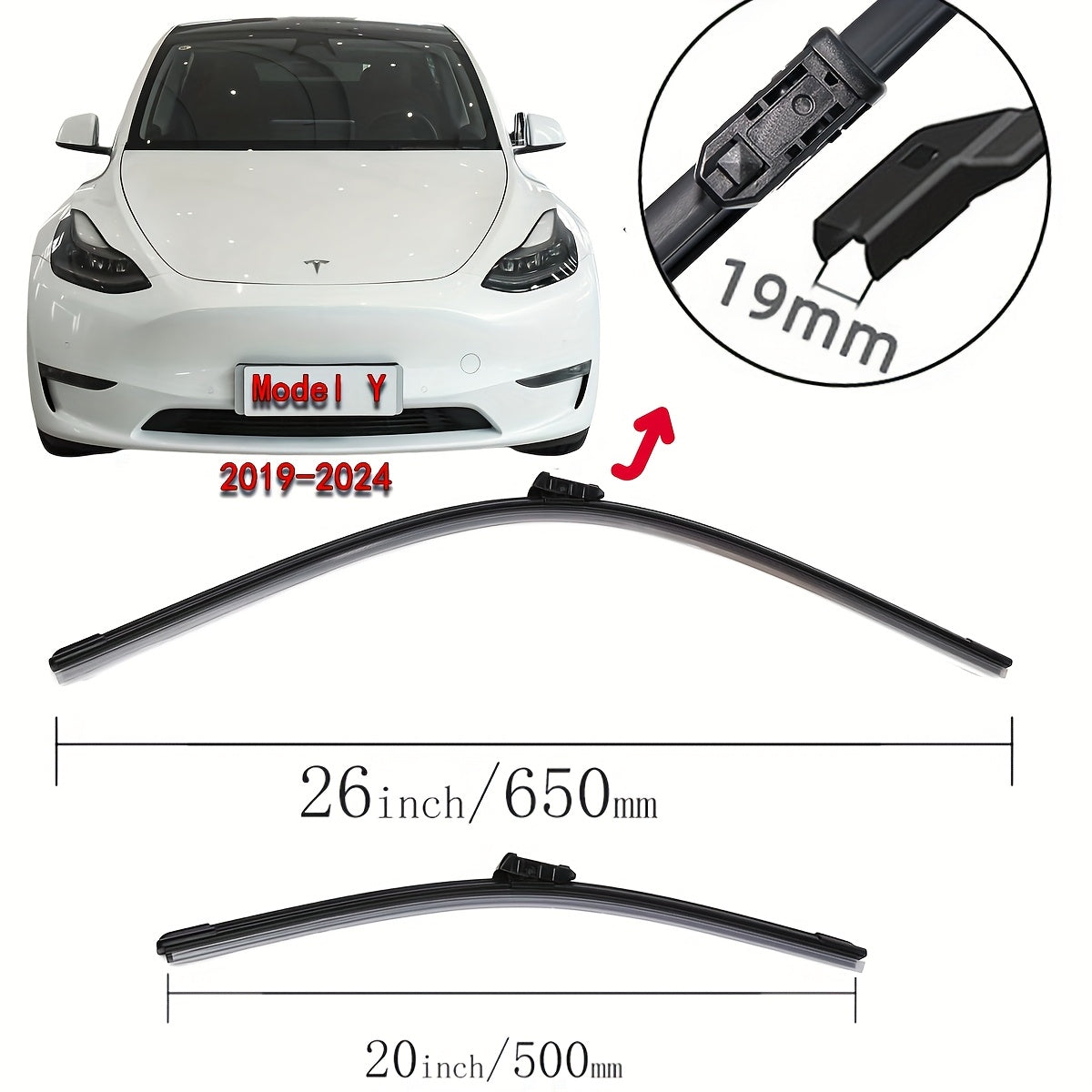 Tesla Model S/3/X/Y OEM Quality Wiper Blades - 28" + 18" Set with Water Jet For Model Y