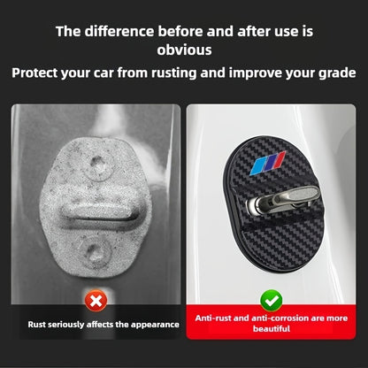 BMW Carbon Fiber Door Lock Buckle Protective Cover 4pcs - Anti-Corrosion Soundproof