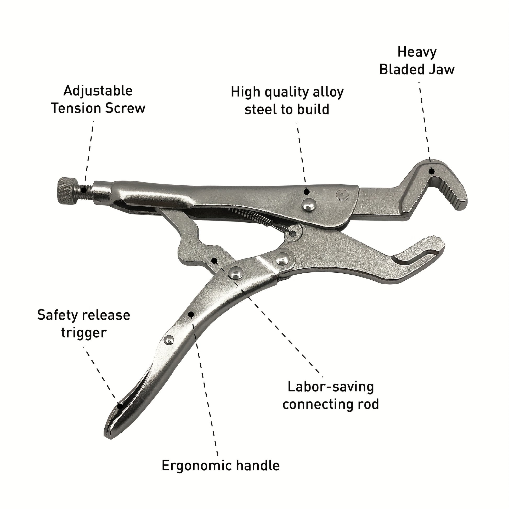8.5 Inch Parrot Nose Locking Pliers - Adjustable Anti-Tip Rod Pliers