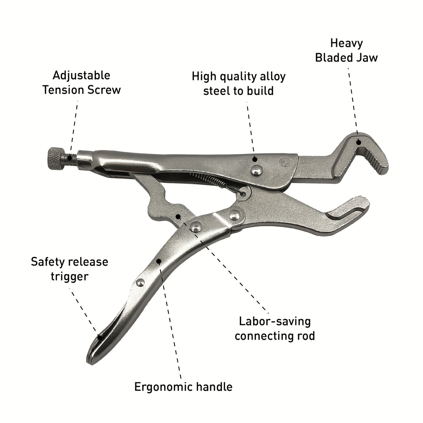 8.5 Inch Parrot Nose Locking Pliers - Adjustable Anti-Tip Rod Pliers