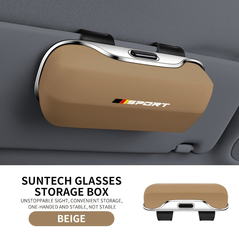German Car Sun Visor Glasses Case - BMW Audi Mercedes Beige
