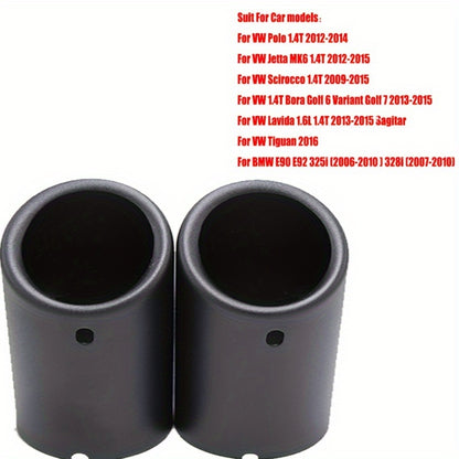 BMW VW Aluminum Exhaust Tips 2.76 Inch - Dual Pack Rust-Resistant Performance Upgrade Matt Black