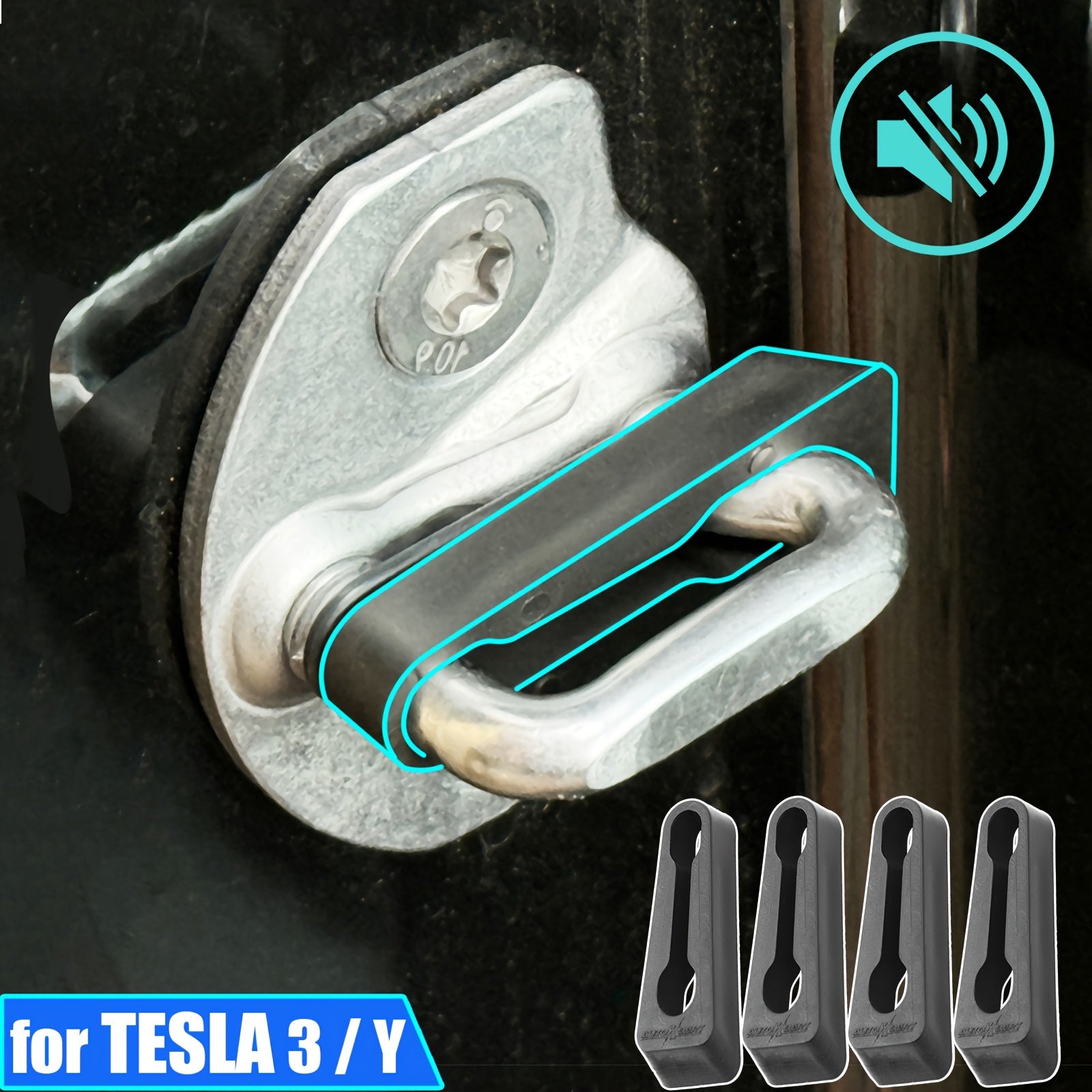 Tesla Model 3/Y Door Lock Shock Absorber Kit - Rubber Noise Reduction Set