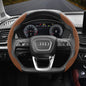 Audi Ultra-Thin Steering Wheel Cover - Non-Slip Snap-On Installation Brown For AUDI D-shaped Steering Wheel 2-piece Set