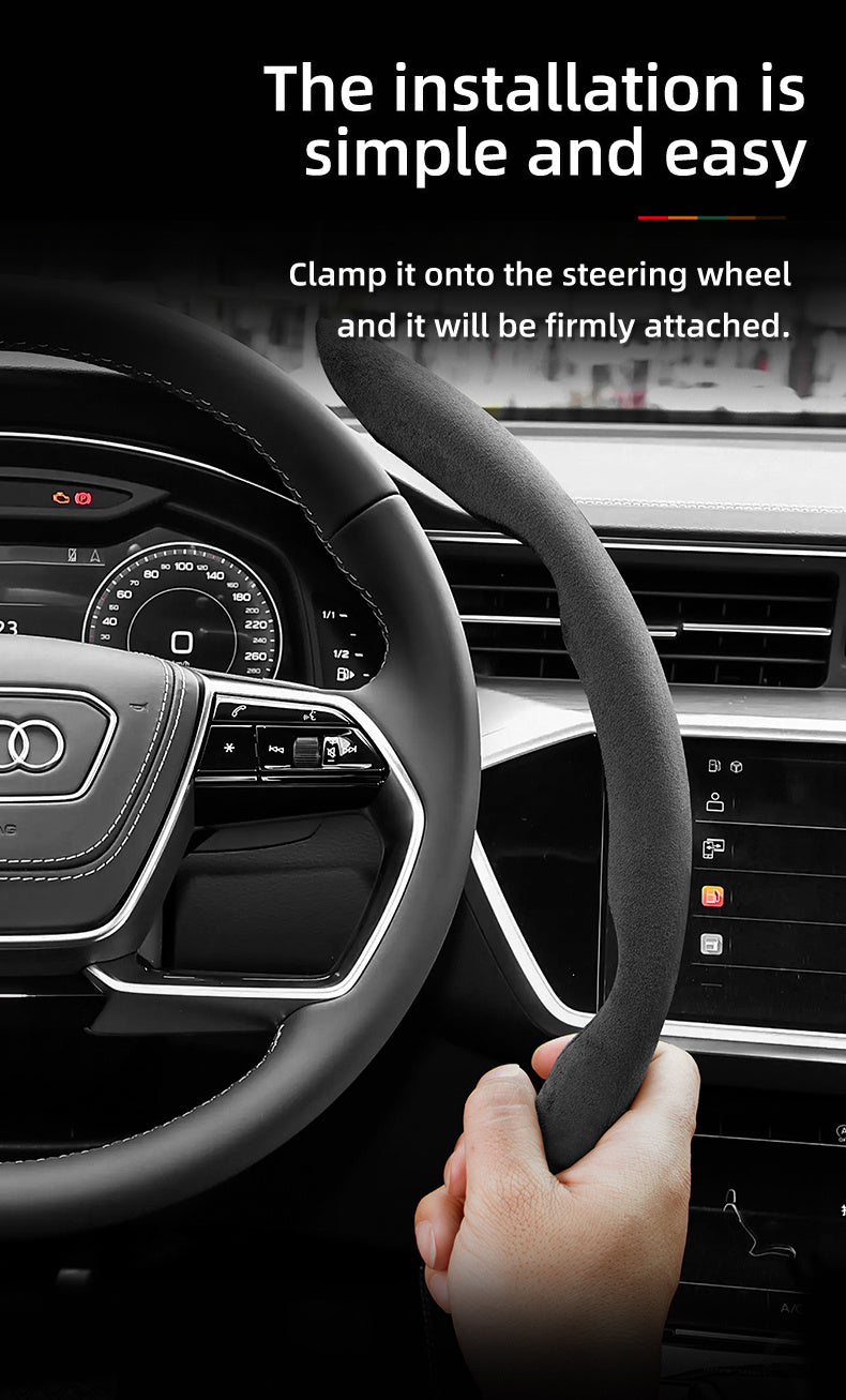 Audi Ultra-Thin Steering Wheel Cover - Non-Slip Snap-On Installation