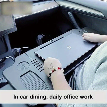 Tesla Model 3/Y Folding Travel Table - ABS Resin Seat Organizer with Laptop Tray