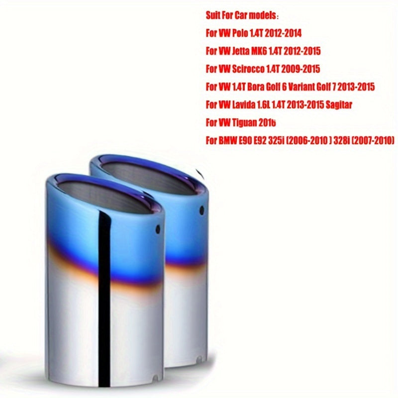 BMW VW Aluminum Exhaust Tips 2.76 Inch - Dual Pack Rust-Resistant Performance Upgrade Blue