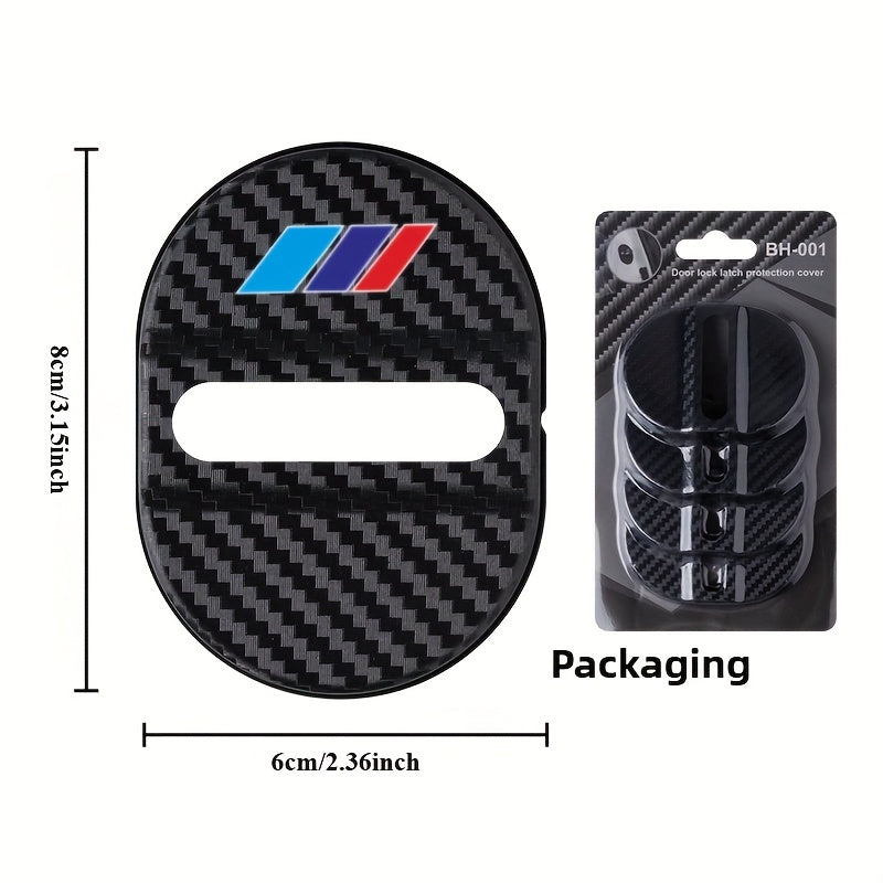 BMW Carbon Fiber Door Lock Buckle Protective Cover 4pcs - Anti-Corrosion Soundproof
