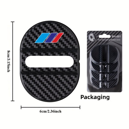 BMW Carbon Fiber Door Lock Buckle Protective Cover 4pcs - Anti-Corrosion Soundproof