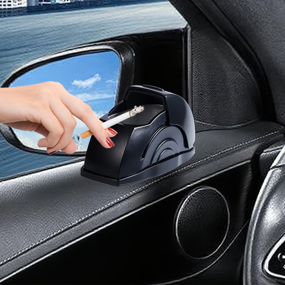 Car Ashtray with Lid - Convenient Ash Storage Container Black