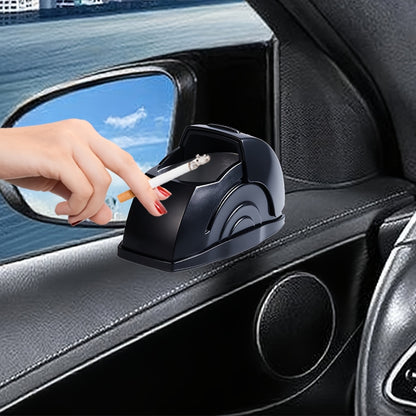 Car Ashtray with Lid - Convenient Ash Storage Container Black