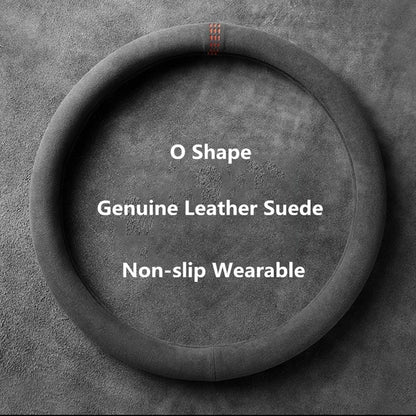 BMW Suede Leather Steering Wheel Cover - 38cm Universal Fit