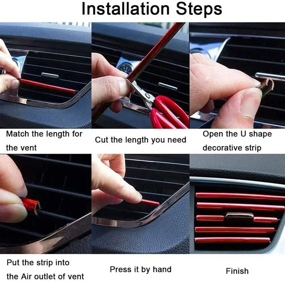 Car Air Vent Grille Decoration Trim Sticker - U Style AC Outlet Strip