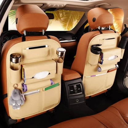 Car Seat Back Storage Organizer - Universal PU Leather Multi-Function Bag
